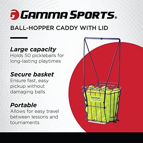 גמא ספורט קטיף כדור כדור נושא כלים עם מכסה, פלדה עמיד סל לשימוש פנימי / חיצוני, מחזיק 50 כדורים, כחול