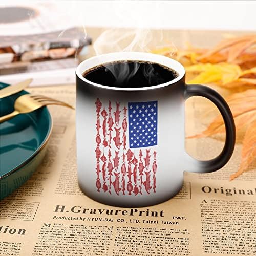 אמריקאי דגל דיג יצירתי שינוי צבע קרמיקה קפה כוס חום שינוי ספל מצחיק עבור בית משרד