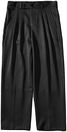 Maiyifu-GJ גברים ישר בכושר מתיחה קלאסי קלאסי חליפת רגל רחבה מזדמנים מכנסיים בצבע אחיד מכנסיים עסקים קלים
