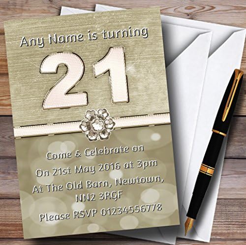 ההזמנות לטיטניום זהב ולבן 21 הזמנות למסיבת יום הולדת בהתאמה אישית