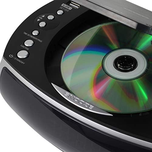 Jensen Modern Home CD שולחן סטריאו שעון דיגיטלי AM/FM נגן תקליטור CD שעון מעורר כפול סטריאו CD נגן