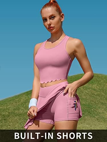 אטרקו 2 חתיכה טניס שמלות לנשים אתלטי אימון שמלה עם מכנסיים קצרים וכיסים