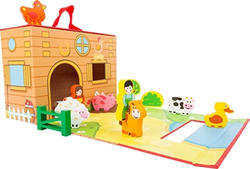 קטן רגל עץ צעצועי חוות נושאים עולם משחקים בתיק נשיאה מיועד לילדים 3+, רב