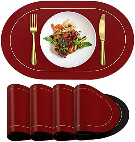 עור פו של אנאונו פו -פו סטמטים של 4 - צבע דו -צדדי עיצוב סגלגל שולחן אוכל שולחן