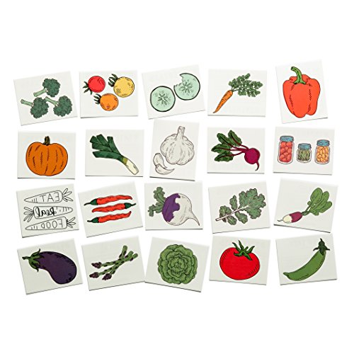 טאטר טאטס חובבי ירקות חבילה: 20 קעקועי ירקות זמניים