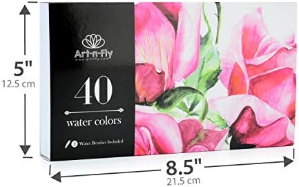 ART-N-FLY 40 צבע צבעי מים סט הצבעים ניידים סט הצבעים כולל מברשות מים ספוגים