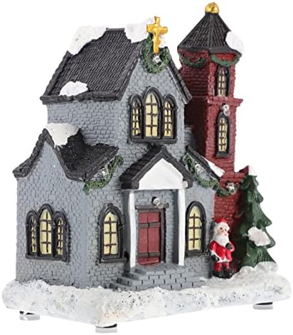 יפה חג המולד כפר בית שרף הוביל אור בית חורף שלג בניין עם סנטה קלאוס קישוט שולחן העבודה קישוט