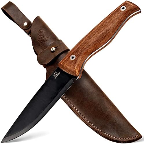 סכין Beavercraft Bushcraft סכין טנג מלא עם נדן BSH3 ערכת רצועת עור בכירה עם מתחם ליטוש