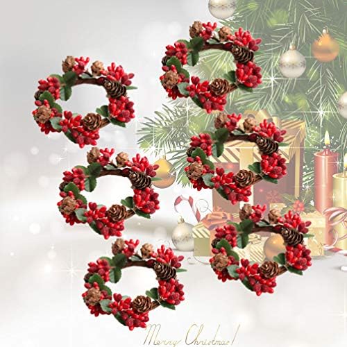 AMOSFUN 6 PCS טבעת נרות קישוטי חג המולד של תה טבעת נר טבעת מפיות טבעות בית חתונה לחג המולד ליל כל הקדושים