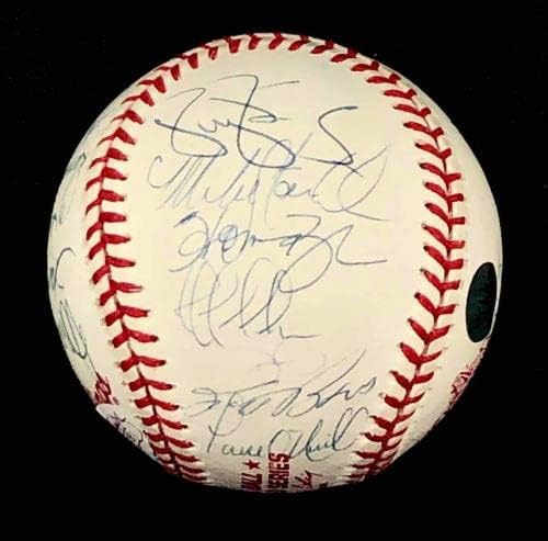 צוות ניו יורק ינקיס חתם על 1998 סדרת העולם בייסבול JSA COA Jeter Mariano - כדורי בייסבול חתימה