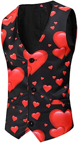 UBST Valentine's Day 2 חליפות חתיכות לגברים, אהבה מודפסת לב המותניים מכנסיים מכנסיים