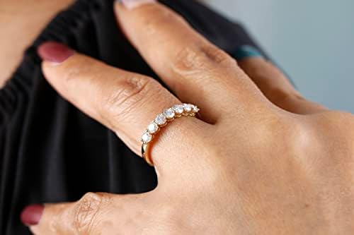 קנה תכשיטים מוצק 10 קראט זהב טבעת נישואין מויסניט חצי נצח טבעת נישואין לנשים