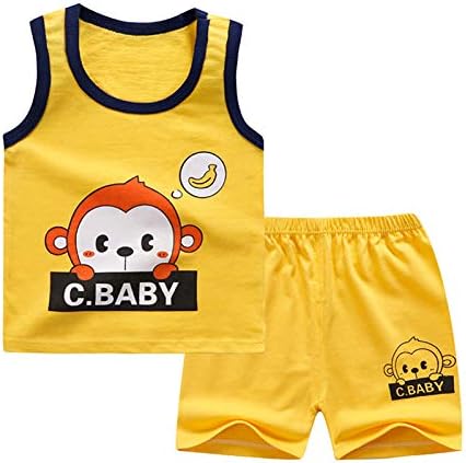 אלוויבי פעוטות תינוקות בנים בגדי קיץ הגדרת בעלי חיים חיות חולצה מודפסת גופית + מכנסיים קצרים
