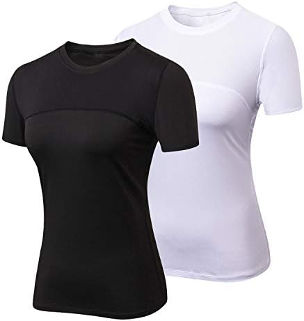 חולצת אימון נשים בכושר יבש עם שרוול קצר ספורט דחיסת ספורט לחות לחולצות אתלטיות