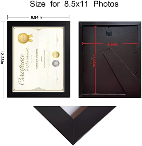 Seseat 8.5x11 מסגרת מסגרת מסגרת מסגרת מסגרת מסגרת מסגרת 6, מסגרות תעודה לקיר ושולחן שולחן, שחור