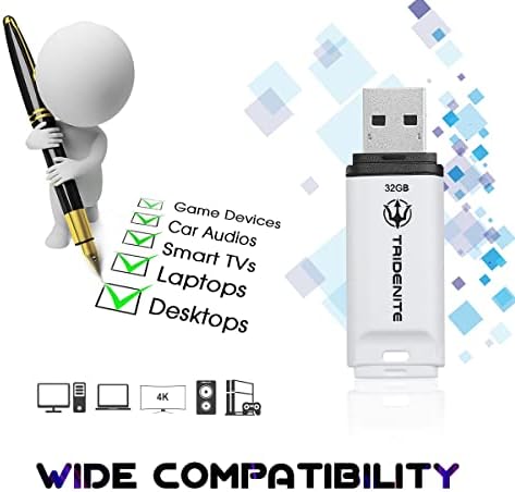 כונן USB Tridenite 3-חבילה 32GB USB 2.0 3X כונני פלאש לבנים סטנדרטיים