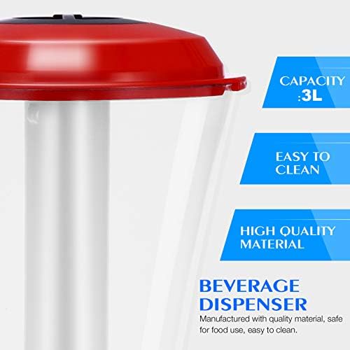 Doitool Dispenser מכשירי בירה מגדל בירה משקה קר מכולה קרה עם נורות LED לבר מסיבות בית מסעדת מזנון 3L משקה אדום