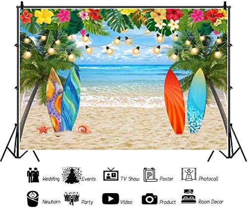 הוואי חוף רקע 7 * 5 רגל הוואי ואאו רקע טרופי חוף רקע למסיבה הוואי פרחי ואאו מסיבת רקע אלוהה יום הולדת רקע טיקי