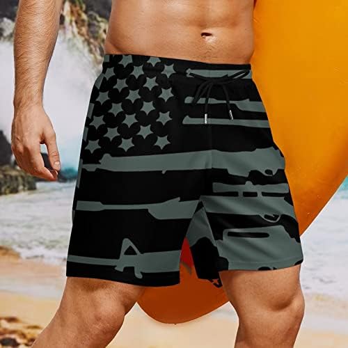אקדח ארהב דגל גזעי שחייה של גברים שחורים עם מכנסי מתיחה של אוניית דחיסה לגלישה בספורט בגד ים של חוף ים