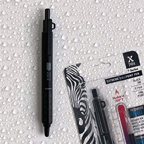 זברה עט איקס-701 נירוסטה כדורי עט מילוי, בסדר נקודה, 0.7 ממ, שחור דיו, 2-חבילה