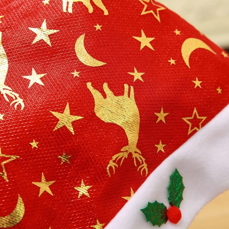 יום ראשון סט של 2 חג המולד קישוטי סנטה כובע הדפסת רדיד זקן כובע מסיבת קישוט כובע אדום