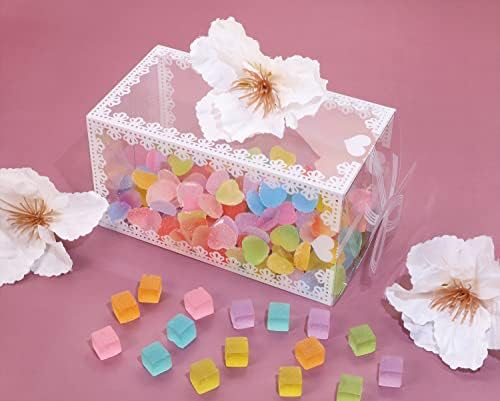 OnlyKxy 15 יחידות קופסאות ממתקים ברורים לחתונה קופסאות עטיפת מתנה מפלסטיק למסיבות טובות למסיבות מקלחת