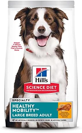 מזון לכלבים יבש דיאטת המדע של היל, מבוגר, גזע גדול, ניידות בריאה לבריאות משותפת, ארוחת עוף, אורז חום &מגבר;