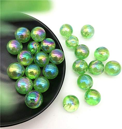 ZYM116 1PC 16-19 ממ טיטניום ירוק אורה אלקטרוליטיקלי רוורץ כדורי קריסטל כדורי ריפוי אבנים טבעיות