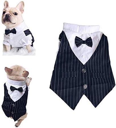 Meioro בגדי חיות מחמד חולצת כלב חולצה טוקסידו טוקסידו חולצה מתאימה למסיבת חתונה גור בולדוג צרפתי פוג