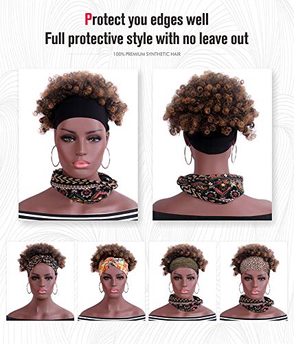 סטפנטזי קצר מתולתל סרט פאות קצר אומברה חום סינטטי שיער פאה עבור נשים קל ללבוש חצי פאה עם סרטי ראש