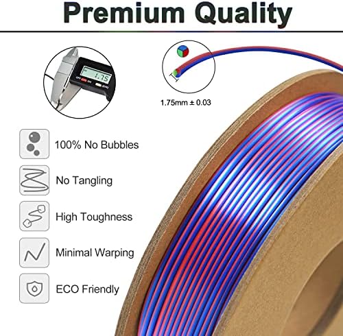 Tri-Color Silk Pla נימה 1.75 ממ, צרור נימה של מדפסת תלת מימדית PLA, חוט דפסת תלת מימד מבריק, 250 גרם, 250