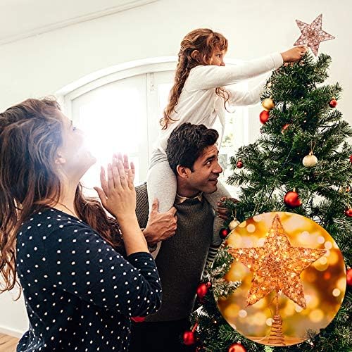 עץ כוכב חג המולד של אברוף טופר עץ עץ מתכת נוצץ עם נורות LED לקישוט עץ חג המולד 12 אינץ '