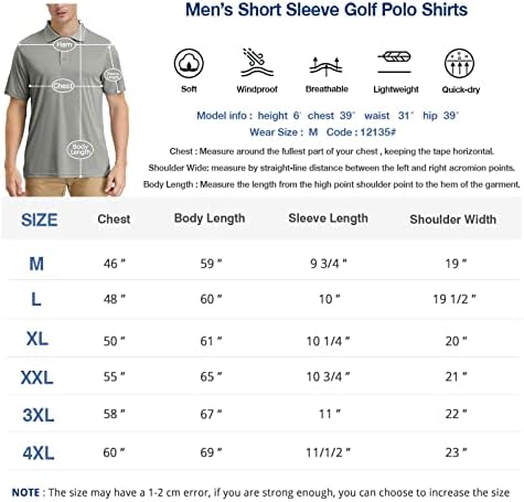 גברים גדולים וגבוהים פולו מגניבים הופעות אתלטיות חולצות גולף יבש בכושר יבש שרוול מזדמן לחות לחות