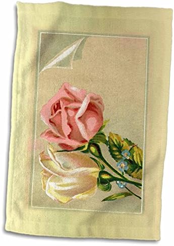 הדפס ורד תלת מימדי של ורדים שיקים עלובים בורוד ולבן TWL_212624_1 מגבת, 15 x 22