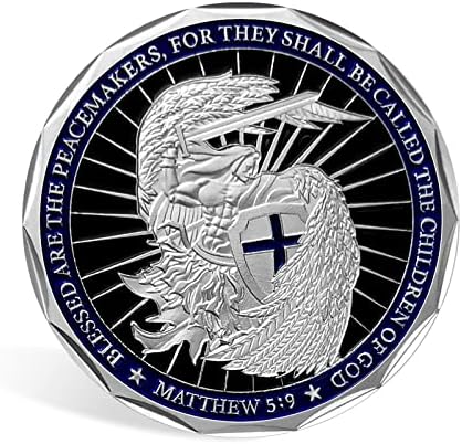 סנט מייקל משטרת אתגר מטבעות - אלוהים יברך את משטרת תפילת מטבע דק כחול קו חוק אכיפת משטרת הנצחה מתנה