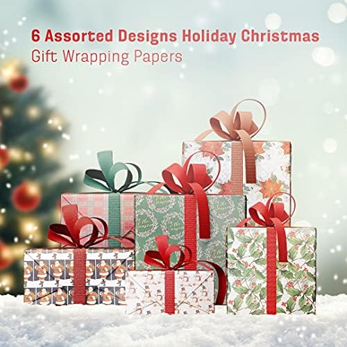 מציאה 210 רגל רבוע של 6 עיצובים שונים ניירות עטיפה לחג המולד-14 רגל על 30 בגלילים-35 רגל רבוע