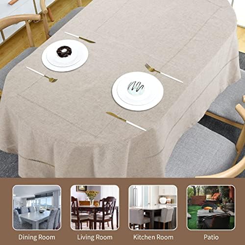 מפת שולחן אובלית הומביס עם חלול לשולחן סגלגל, כיסויי שולחן בז 'בגודל 52 על 70 אינץ' למסיבת אוכל במטבח, קישוט