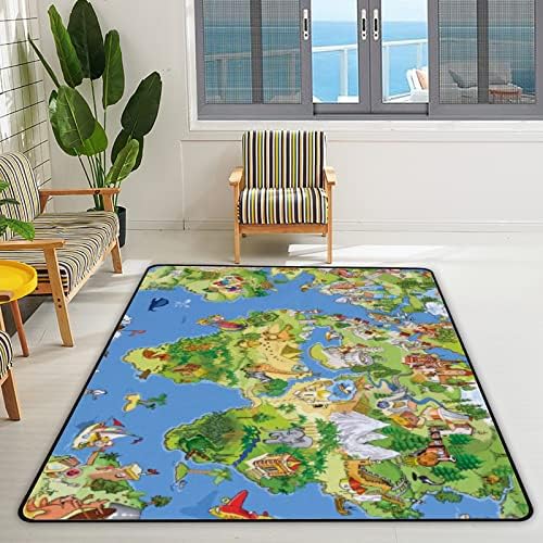זוחל שטיח מקורה משחק מחצלת מצוירת מפת עולם לסלון חדר שינה חינוכי חינוך משתלת שטיחים שטיחים 60x39in