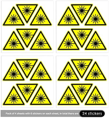 Delzepic - סימן סיכון לייזר סימן זהירות - מדבקת אזהרה משולש צהוב - 2 סמ