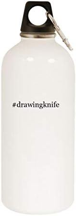 מוצרי Molandra Drawingknife - 20oz hashtag בקבוק מים לבנים נירוסטה עם קרבינר, לבן