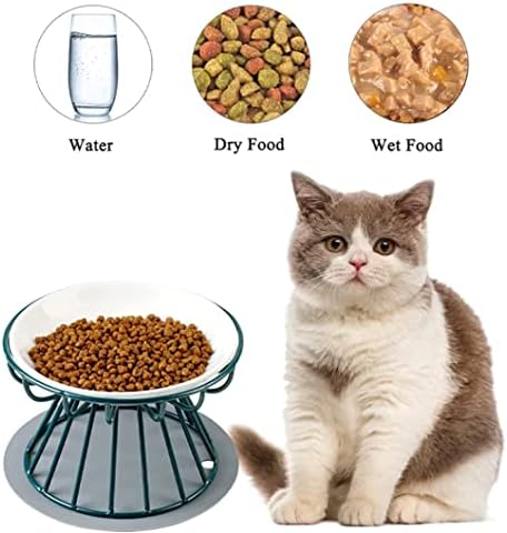 2 חבילות העלה חתול מזון קערה, מוגבה חתול קערת קרמיקה חתול צלחת עם מעמד לחיות מחמד מים או מזון האכלת תחנת