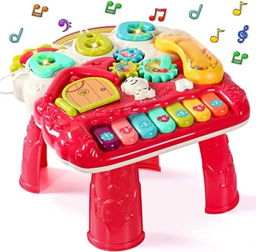 מרכז פעילות לתינוקות פעוטות צעצועים 1-3 שולחן פעילות מוזיקלית שולחן מונטסורי צעצועים לתינוקות 6-12 חודשים צעצועים