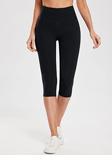 חותלות באורך הברך של הנשים עם כיסים דוחפי דוושת קפריס קפריס מכנסי יוגה קפרי 17