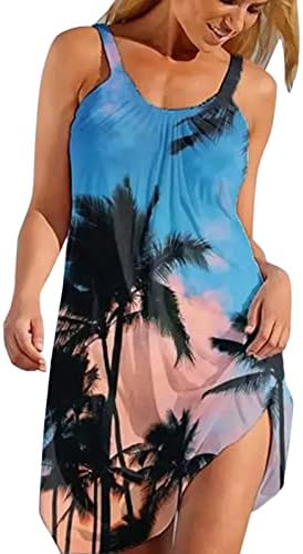 Lcziwo נשים חוף פרחוני הדפס פרחוני בגד ים ללא שרוולים כיסוי כיסויי בגדי ים שמלת הלטר קיץ שמלת