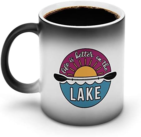 חיים הוא טוב יותר על אגם יצירתי שינוי צבע קרמיקה קפה כוס חום שינוי ספל מצחיק עבור בית משרד