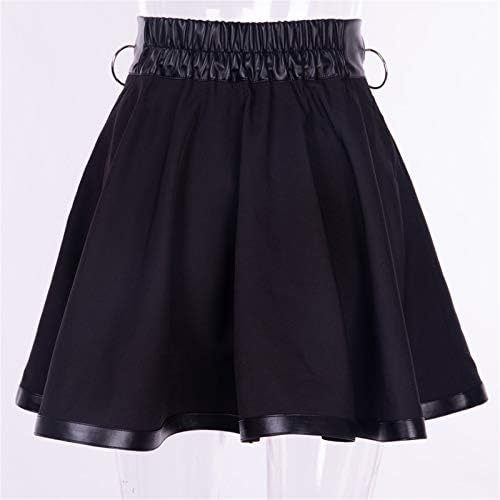 שחור חצאית לנשים גותי סגנון כישוף ירח הדפסת קפלים פאנק מיני חצאיות