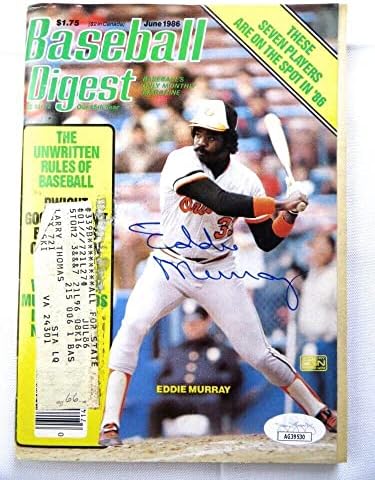 אדי מוריי חתם על מגזין חתימה בייסבול דייג 'סט 1986 אוריולס ג' יי. אס. איי אג39530-מגזינים עם חתימה של ליגת הבייסבול