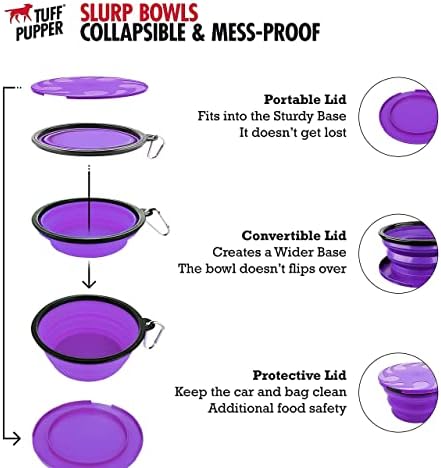 קערת כלבים מתקפלת ובקבוק מים נייד בגודל 27 אונקיות-סגול