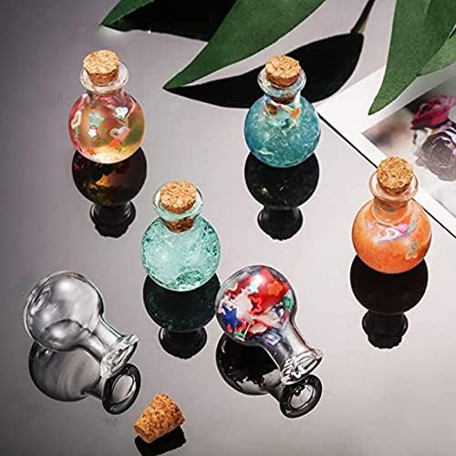 Genigw 10 pcs מיני בקבוקי זכוכית צלולים בקבוקי סחיפה צלולים בקבוקים קטנים המבקשים עם פקקי פקק לחתונה של