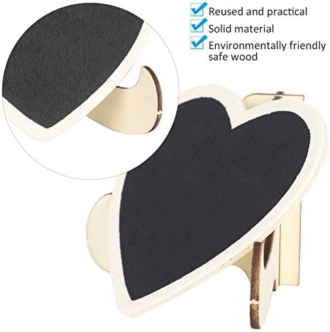 2 סט עץ מיני סימני לוח כרטיס, קטן מלבן לוחות וגיר לוח, חתונה לב בצורת שולחן קישוט